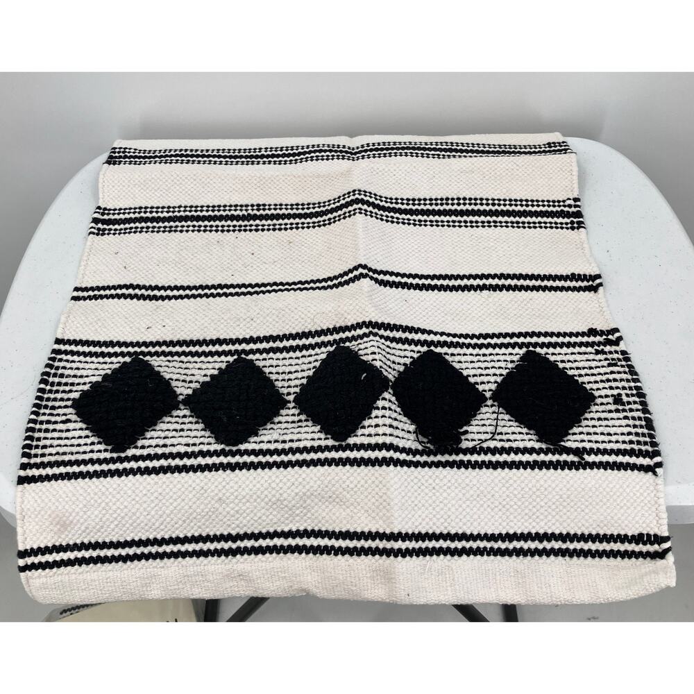 Caravan Boho Farmhouse Black White Woven Lightweight Kitchen Washable Home Rug